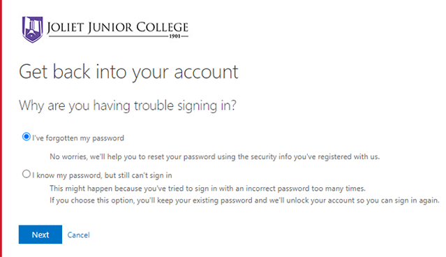 New Account Setup | Joliet Junior College